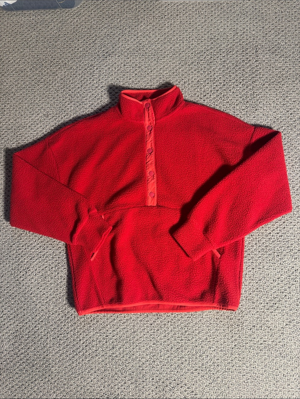 Kyodan Cozy Red Quarter-Snap Fleece Pullover- S